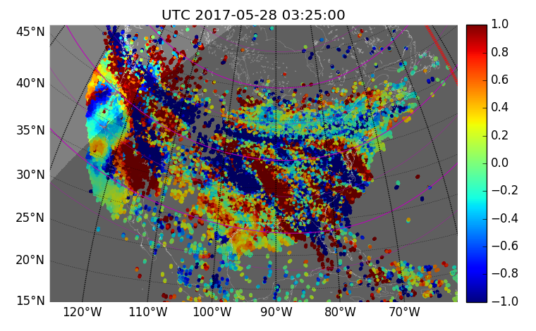 An example of traveling ionospheric disturbances over the United States as measured using new line-of-sight TEC files in Haystack's Madrigal database